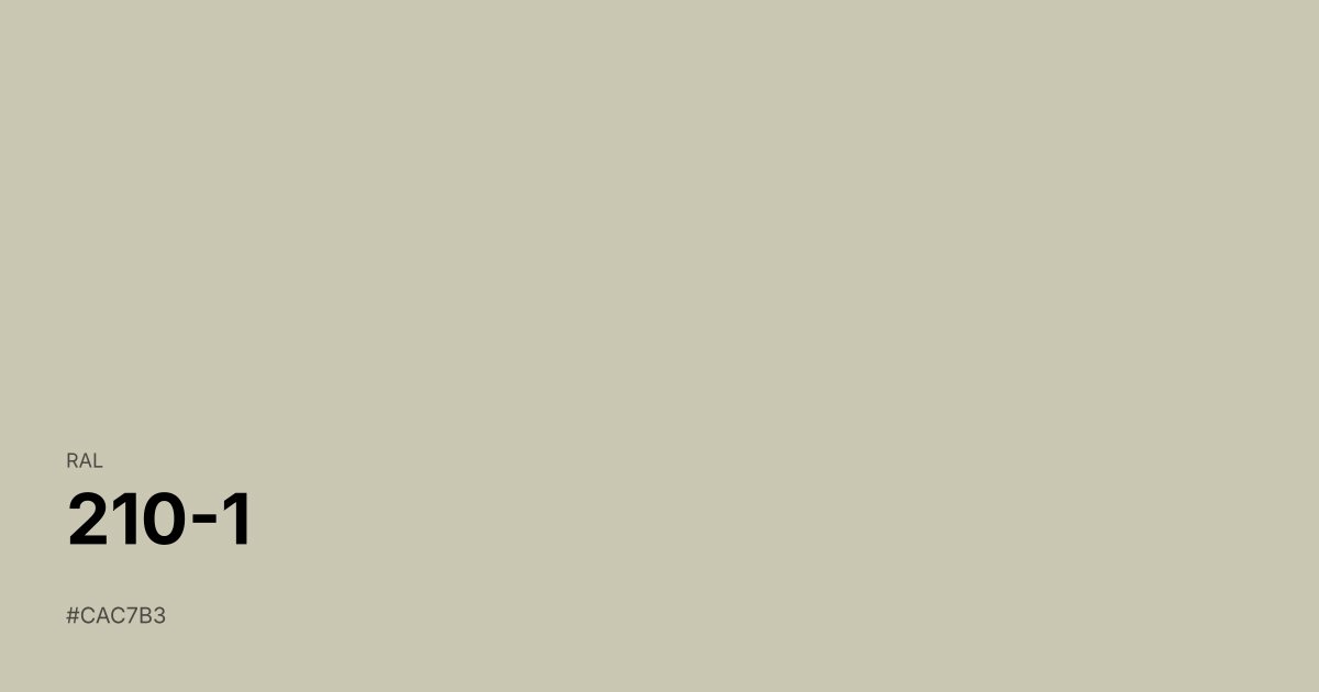RAL 210-1 color swatch - #cac7b3 hex code for design, paint, and coating reference