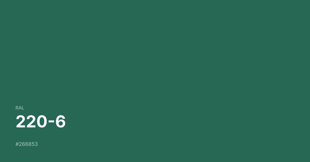 RAL 220-6 color swatch - #266853 hex code for design, paint, and coating reference