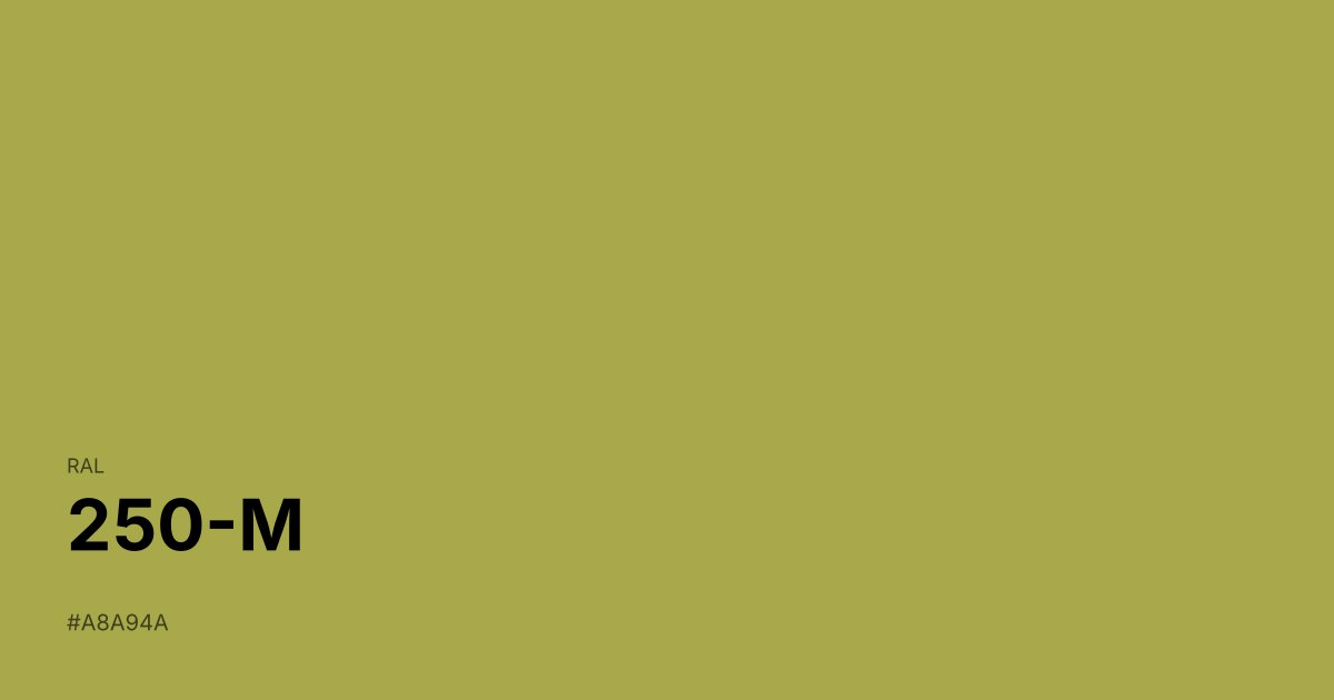 RAL 250-M color swatch - #a8a94a hex code for design, paint, and coating reference