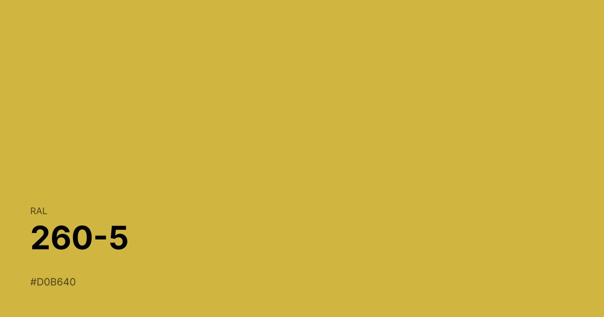 RAL 260-5 color swatch - #d0b640 hex code for design, paint, and coating reference