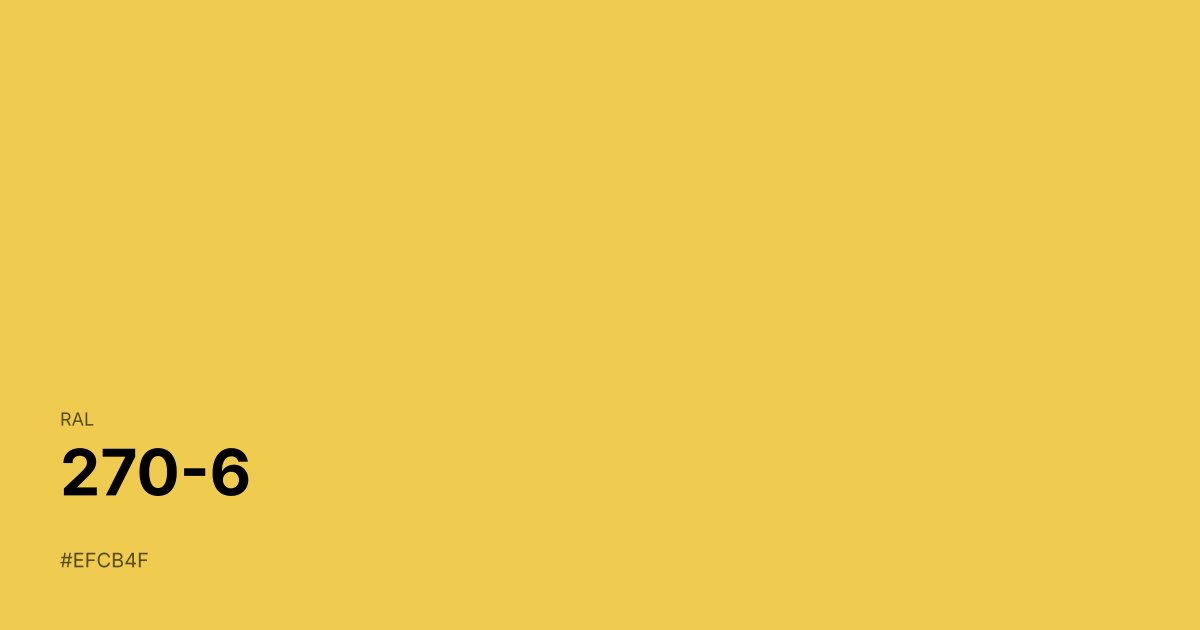 RAL 270-6 color swatch - #efcb4f hex code for design, paint, and coating reference