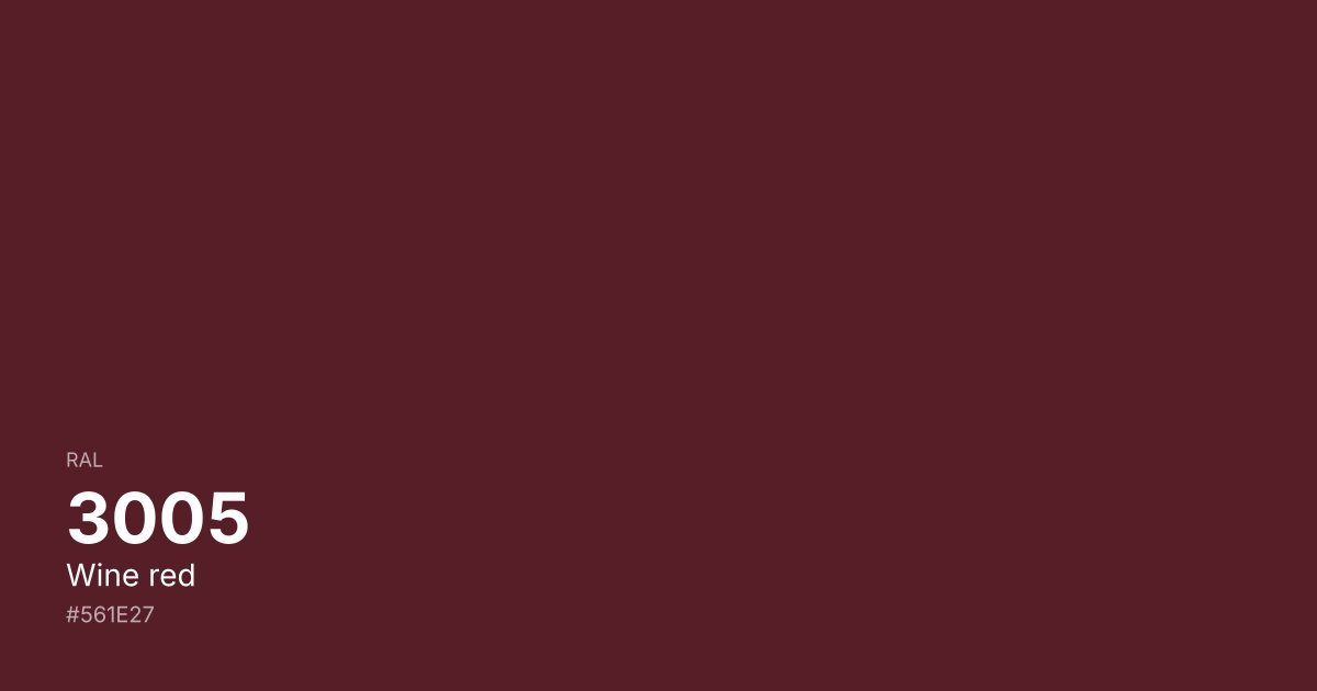 RAL 3005 Wine red color swatch - #561e27 hex code for design, paint, and coating reference