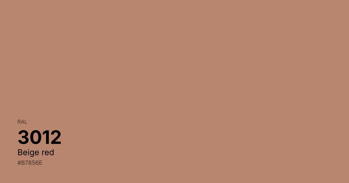 RAL 3012 Beige red color swatch - #b7856e hex code for design, paint, and coating reference