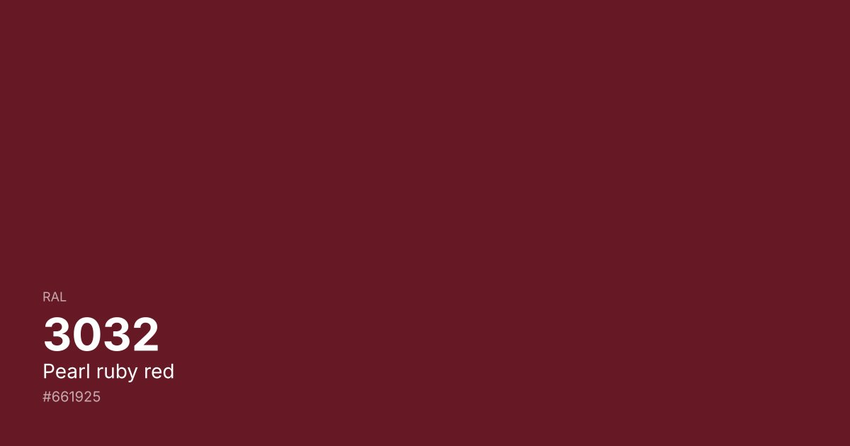 RAL 3032 Pearl ruby red color swatch - #661925 hex code for design, paint, and coating reference
