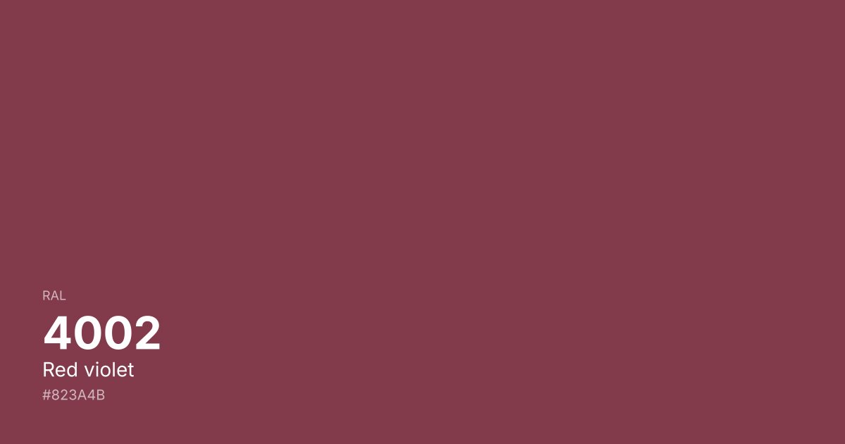 RAL 4002 Red violet color swatch - #823a4b hex code for design, paint, and coating reference