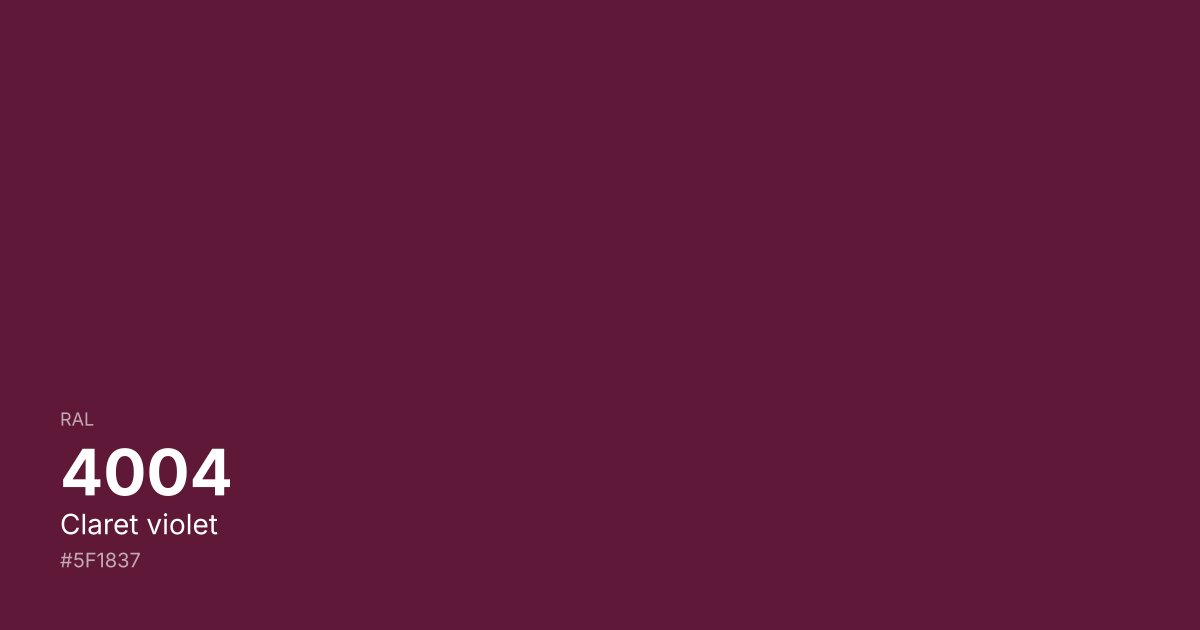 RAL 4004 Claret violet color swatch - #5f1837 hex code for design, paint, and coating reference