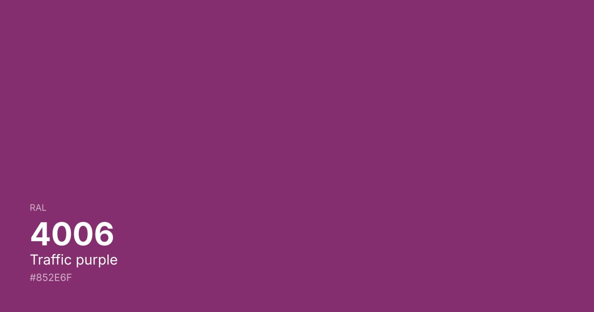 RAL 4006 Traffic purple color swatch - #852e6f hex code for design, paint, and coating reference