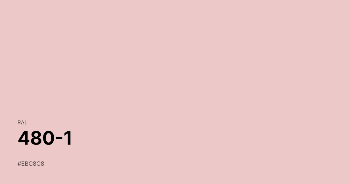 RAL 480-1 color swatch - #ebc8c8 hex code for design, paint, and coating reference