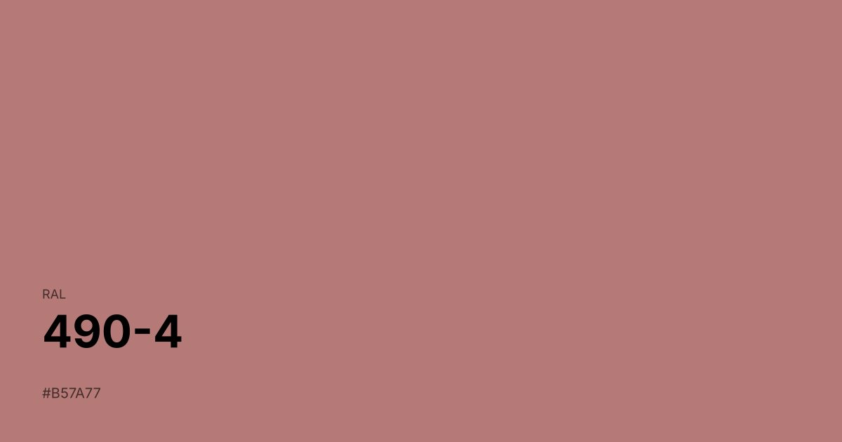 RAL 490-4 color swatch - #b57a77 hex code for design, paint, and coating reference