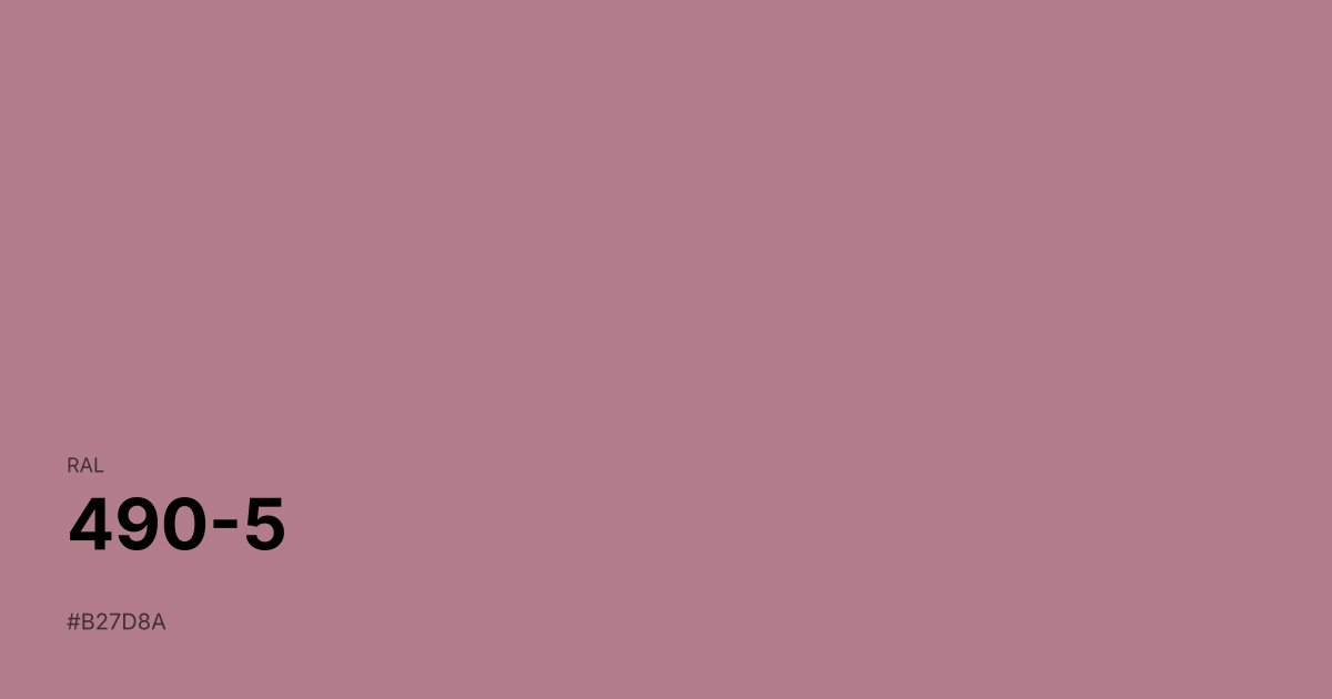 RAL 490-5 color swatch - #b27d8a hex code for design, paint, and coating reference
