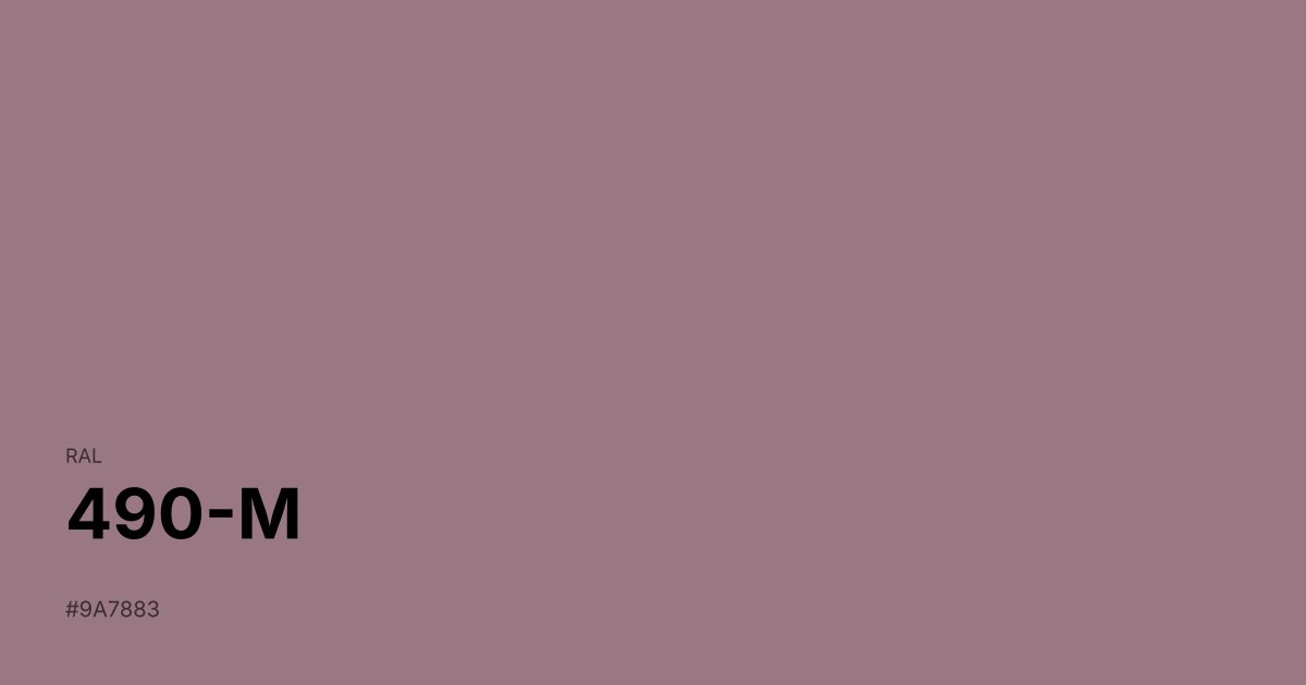 RAL 490-M color swatch - #9a7883 hex code for design, paint, and coating reference