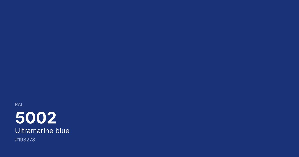RAL 5002 Ultramarine blue color swatch - #193278 hex code for design, paint, and coating reference