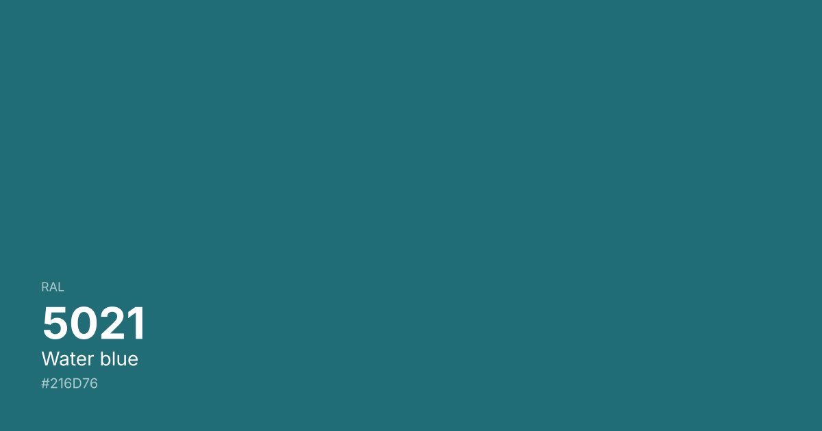 RAL 5021 Water blue color swatch - #216d76 hex code for design, paint, and coating reference