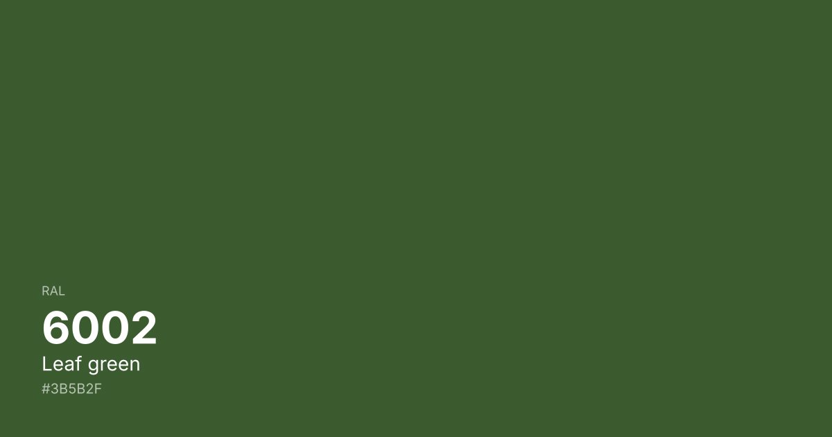 RAL 6002 Leaf green color swatch - #3b5b2f hex code for design, paint, and coating reference
