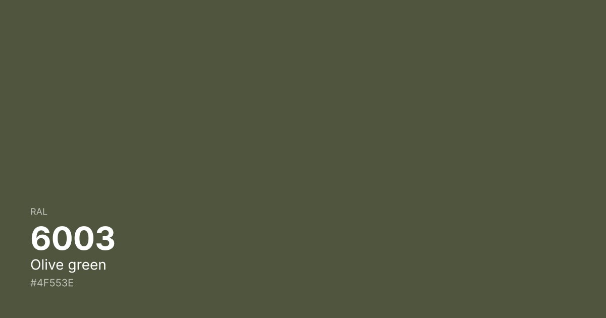 RAL 6003 Olive green color swatch - #4f553e hex code for design, paint, and coating reference