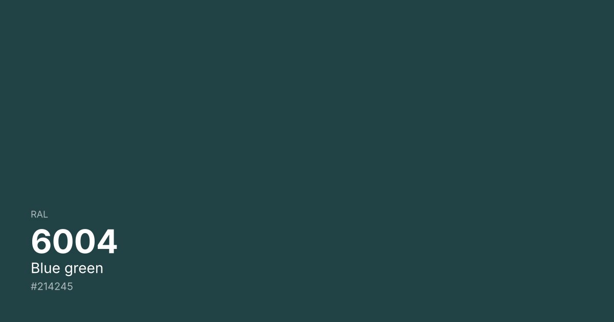 RAL 6004 Blue green color swatch - #214245 hex code for design, paint, and coating reference