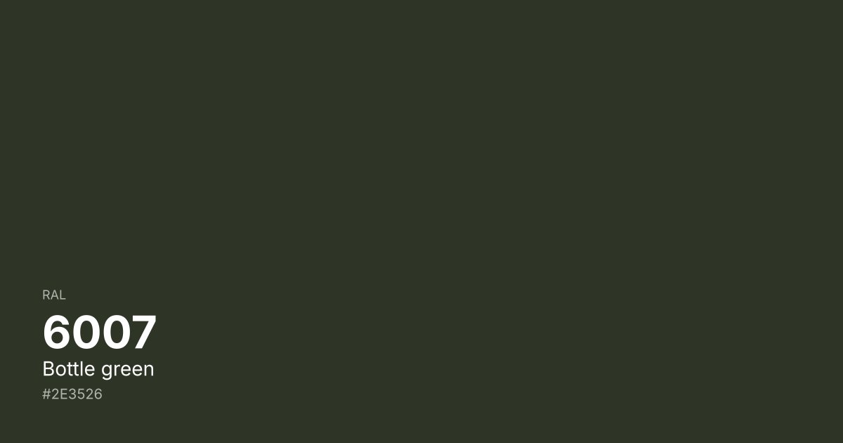 RAL 6007 Bottle green color swatch - #2e3526 hex code for design, paint, and coating reference