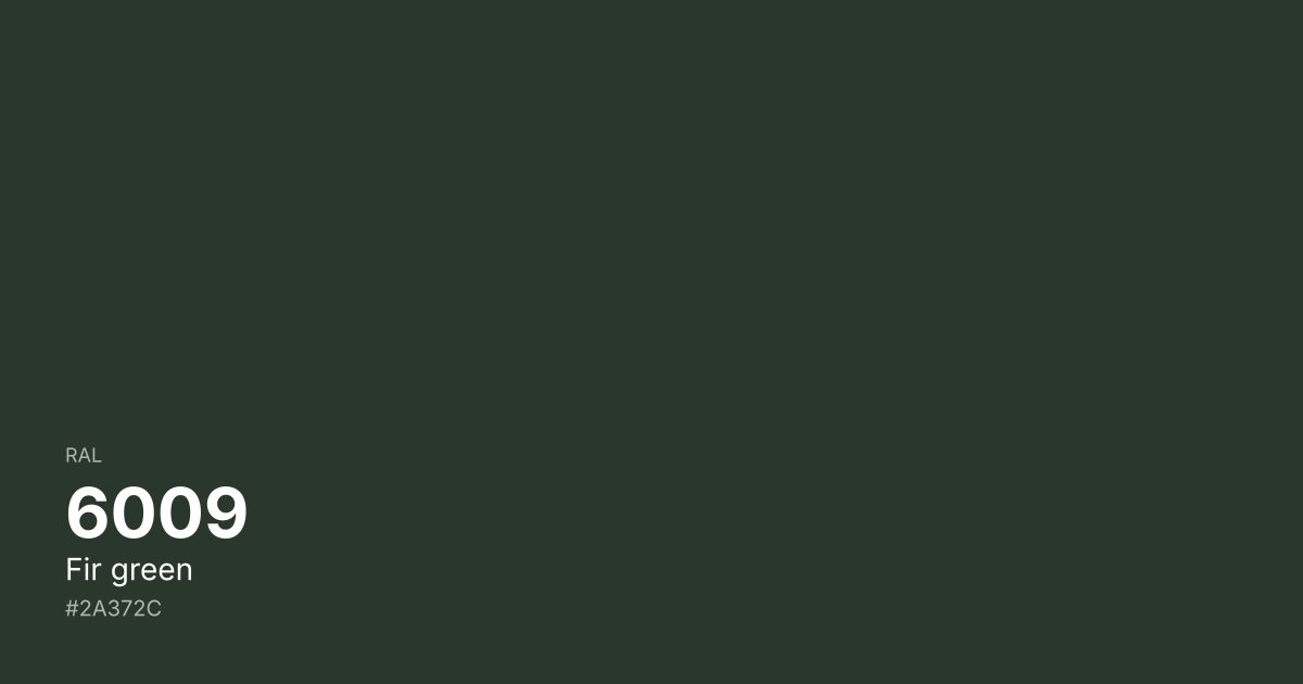 RAL 6009 Fir green color swatch - #2a372c hex code for design, paint, and coating reference