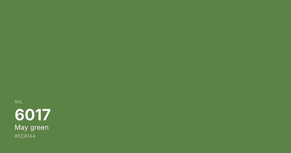 RAL 6017 May green color swatch - #5c8144 hex code for design, paint, and coating reference