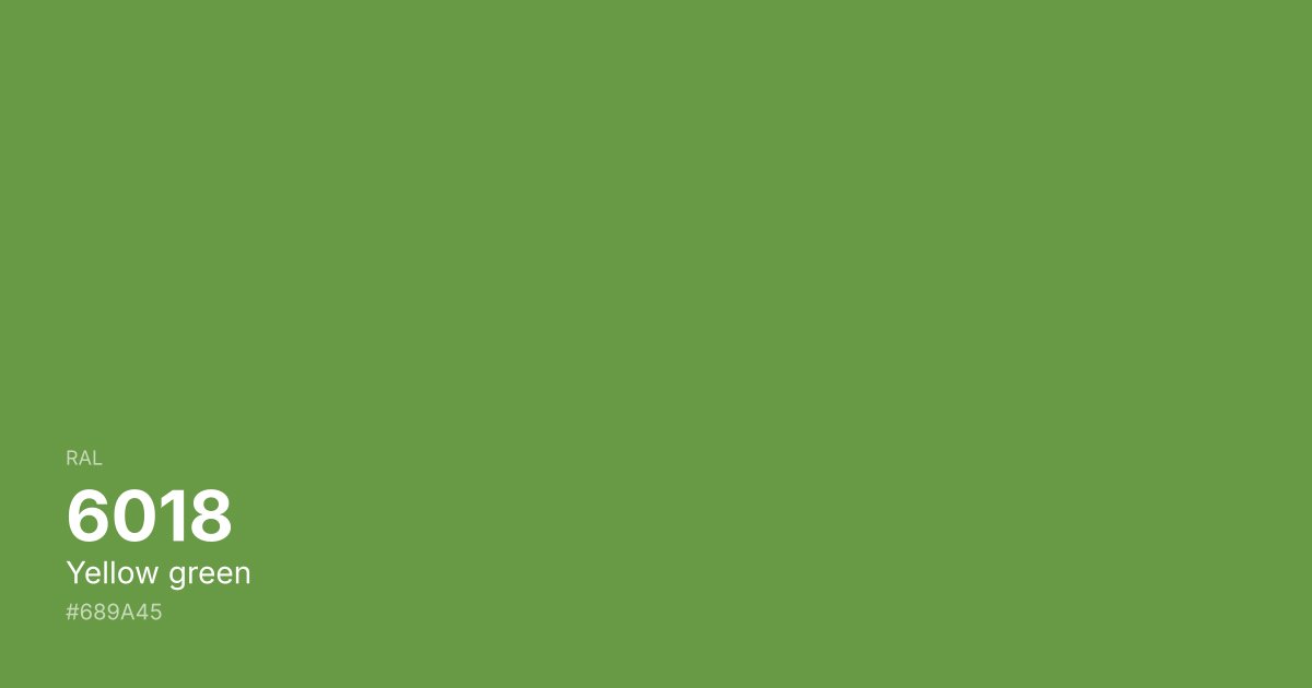 RAL 6018 Yellow green color swatch - #689a45 hex code for design, paint, and coating reference
