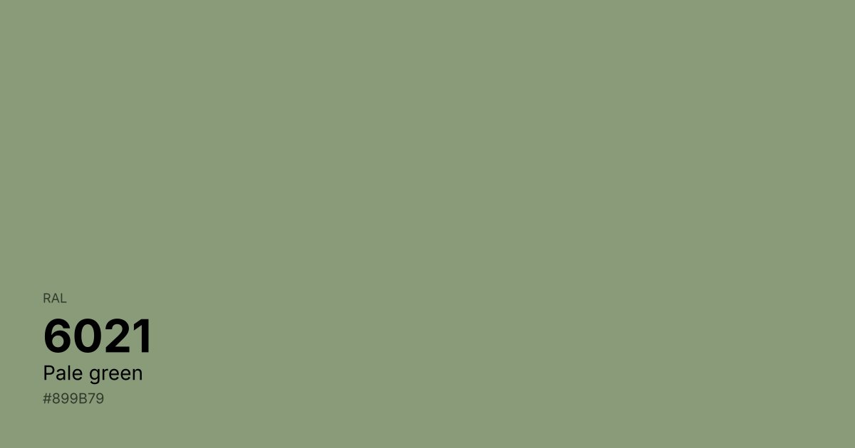 RAL 6021 Pale green color swatch - #899b79 hex code for design, paint, and coating reference