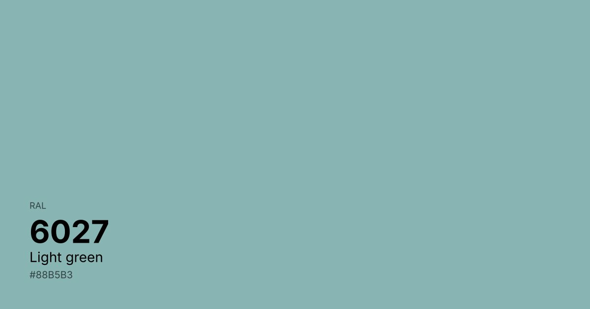 RAL 6027 Light green color swatch - #88b5b3 hex code for design, paint, and coating reference