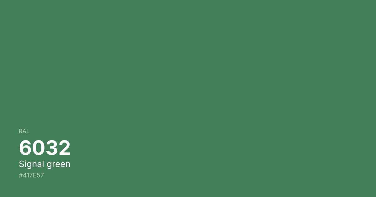 RAL 6032 Signal green color swatch - #417e57 hex code for design, paint, and coating reference