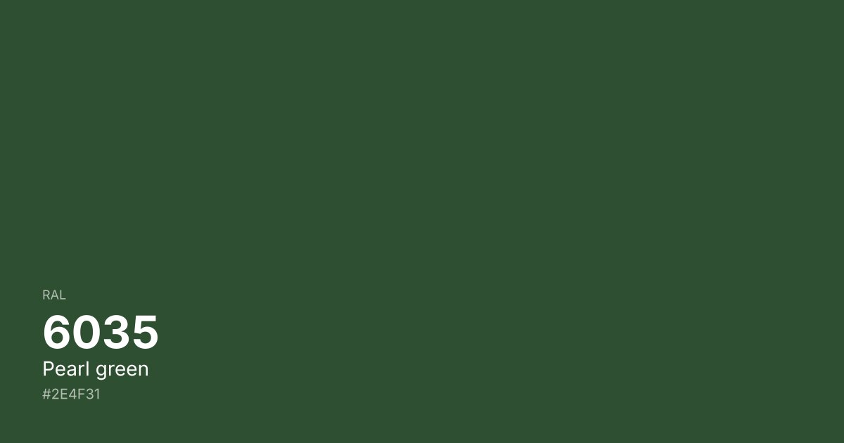 RAL 6035 Pearl green color swatch - #2e4f31 hex code for design, paint, and coating reference