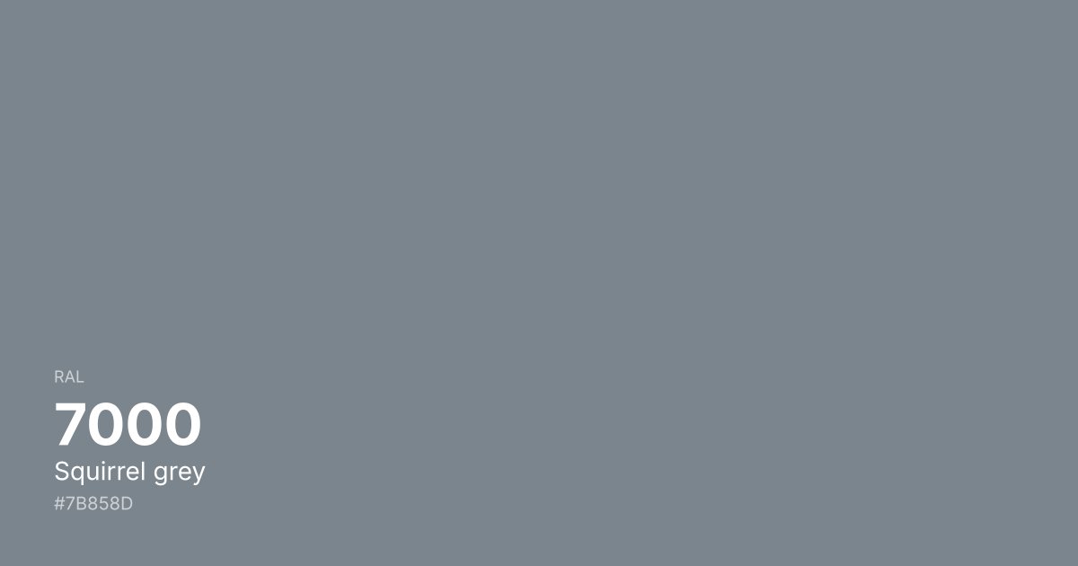RAL 7000 Squirrel grey color swatch - #7b858d hex code for design, paint, and coating reference