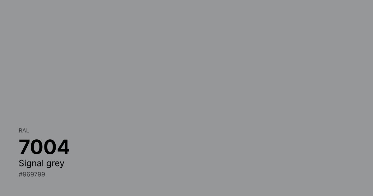 RAL 7004 Signal grey color swatch - #969799 hex code for design, paint, and coating reference