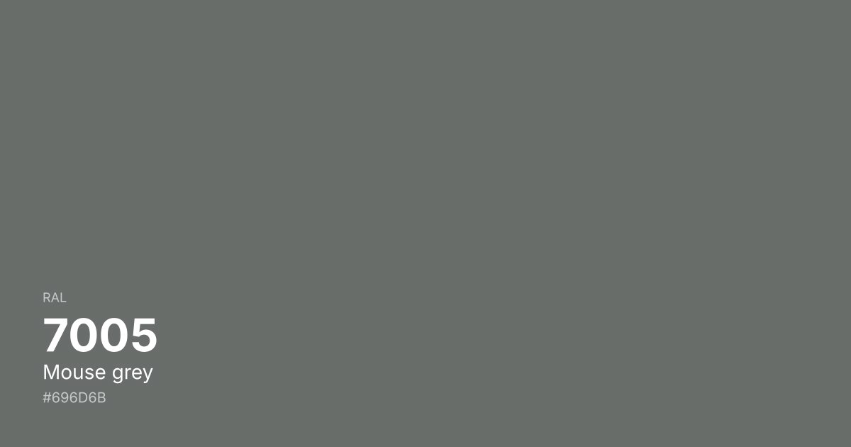 RAL 7005 Mouse grey color swatch - #696d6b hex code for design, paint, and coating reference