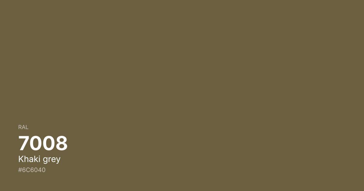 RAL 7008 Khaki grey color swatch - #6c6040 hex code for design, paint, and coating reference