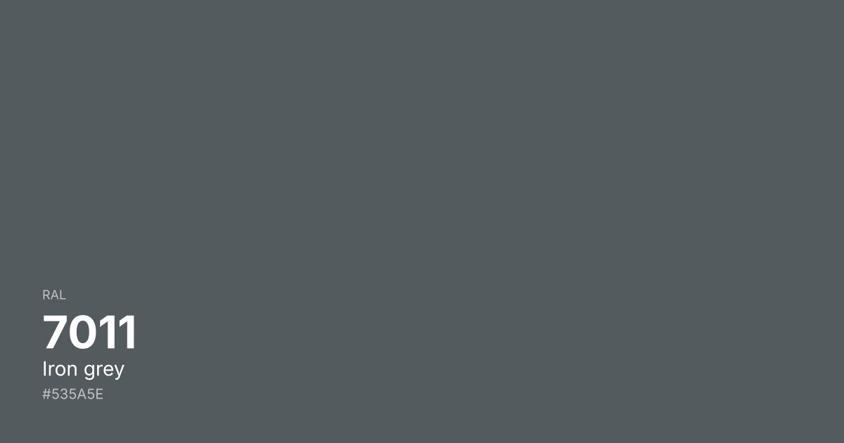 RAL 7011 Iron grey color swatch - #535a5e hex code for design, paint, and coating reference