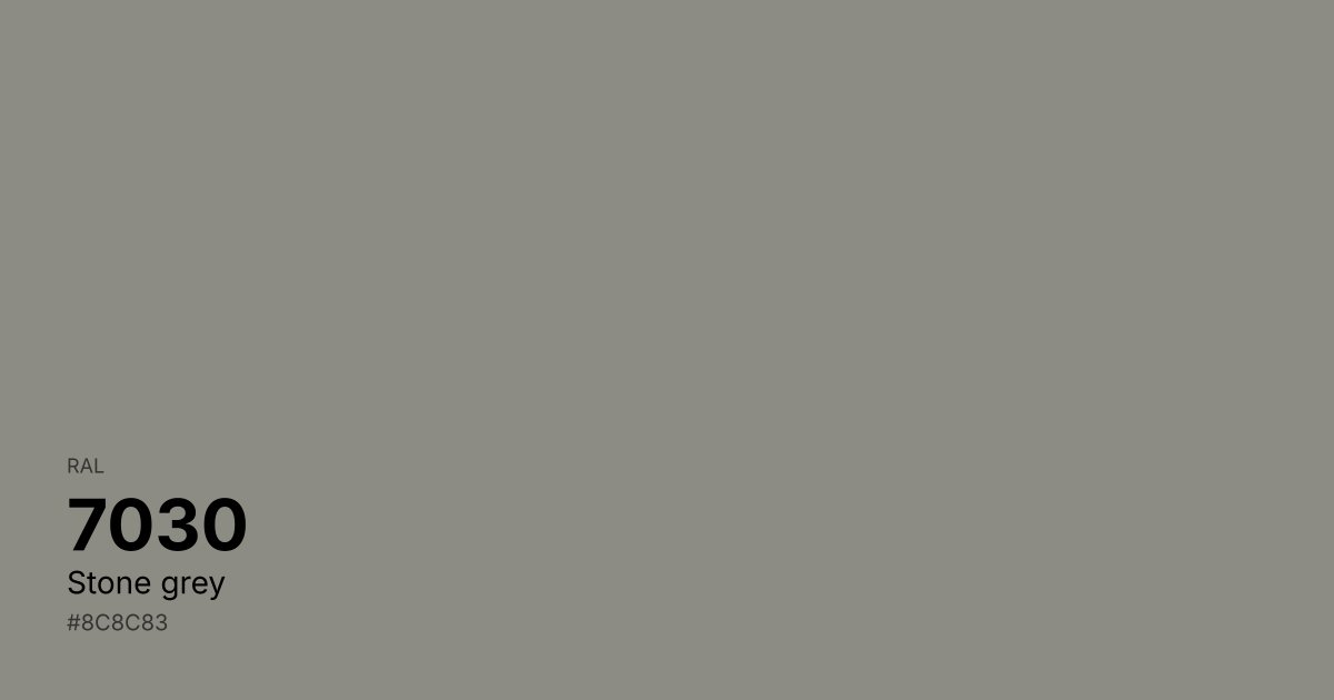 RAL 7030 Stone grey color swatch - #8c8c83 hex code for design, paint, and coating reference