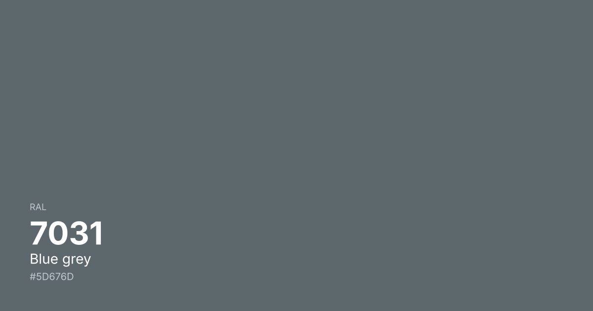RAL 7031 Blue grey color swatch - #5d676d hex code for design, paint, and coating reference