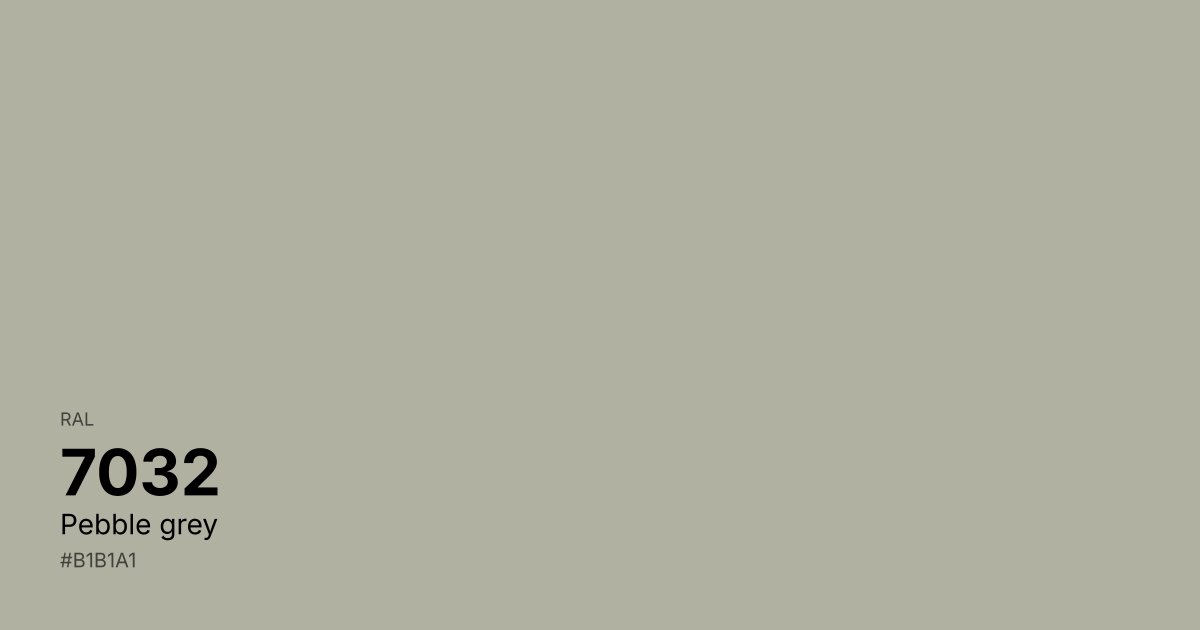 RAL 7032 Pebble grey color swatch - #b1b1a1 hex code for design, paint, and coating reference