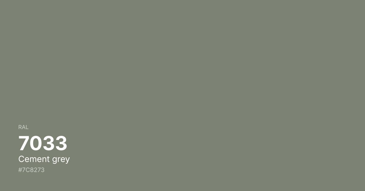 RAL 7033 Cement grey color swatch - #7c8273 hex code for design, paint, and coating reference