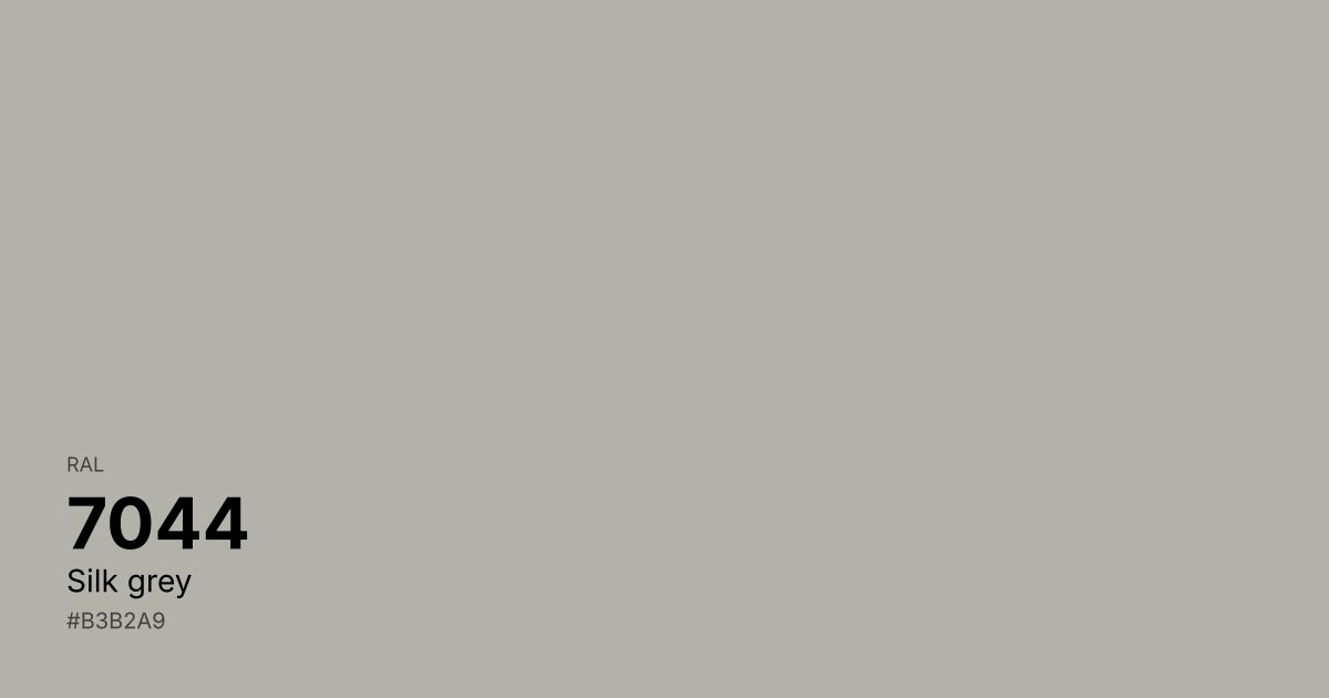 RAL 7044 Silk grey color swatch - #b3b2a9 hex code for design, paint, and coating reference