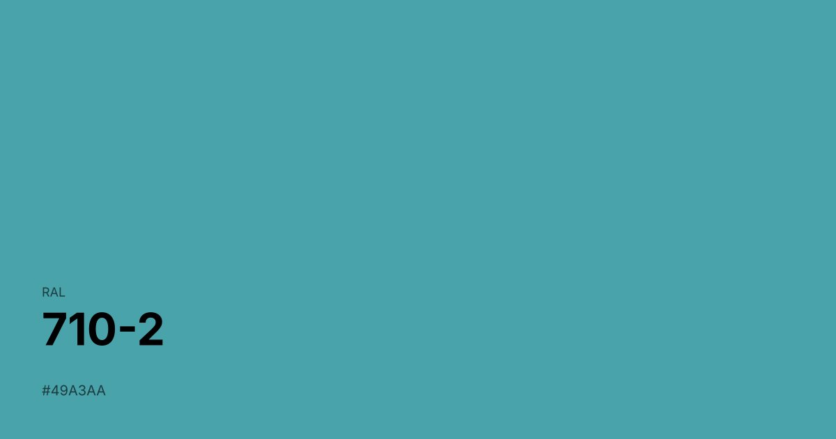 RAL 710-2 color swatch - #49a3aa hex code for design, paint, and coating reference