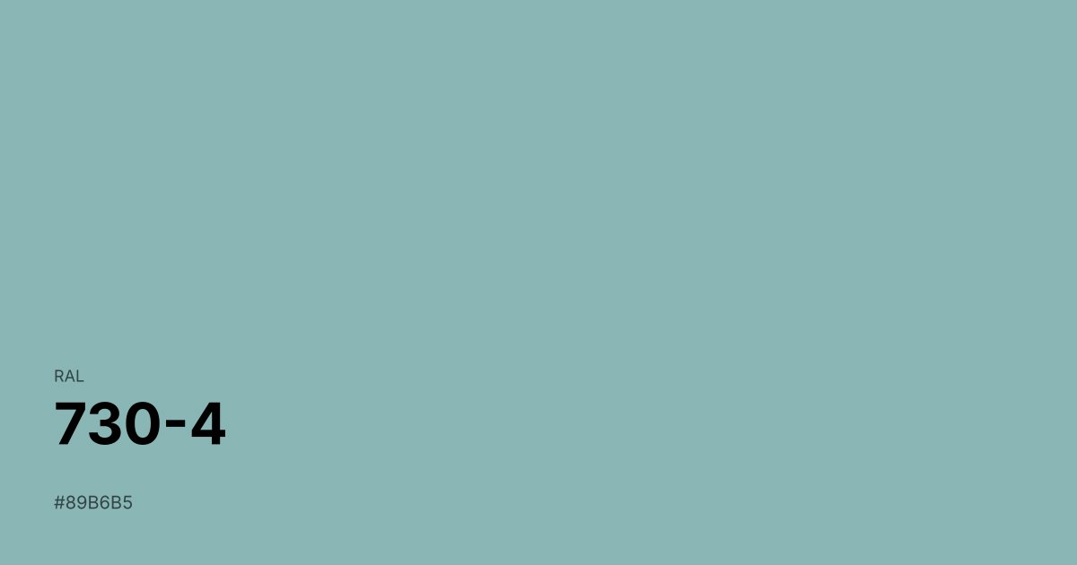 RAL 730-4 color swatch - #89b6b5 hex code for design, paint, and coating reference