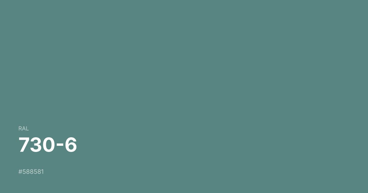 RAL 730-6 color swatch - #588581 hex code for design, paint, and coating reference