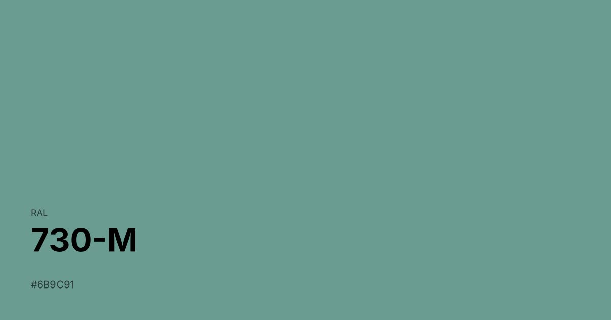 RAL 730-M color swatch - #6b9c91 hex code for design, paint, and coating reference