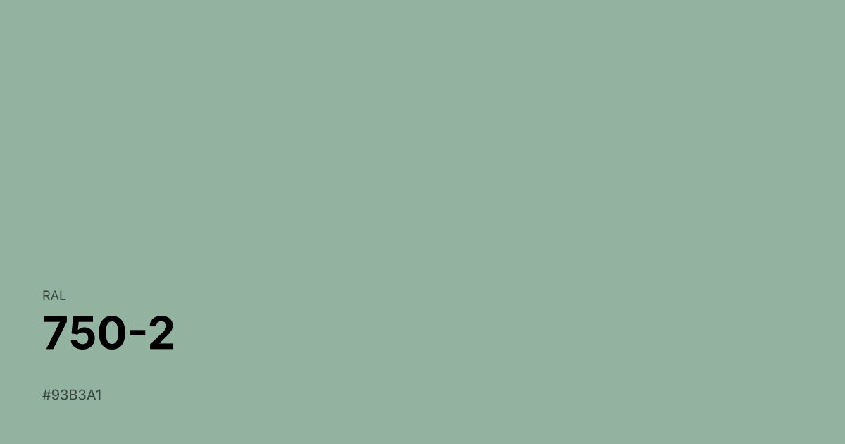 RAL 750-2 color swatch - #93b3a1 hex code for design, paint, and coating reference