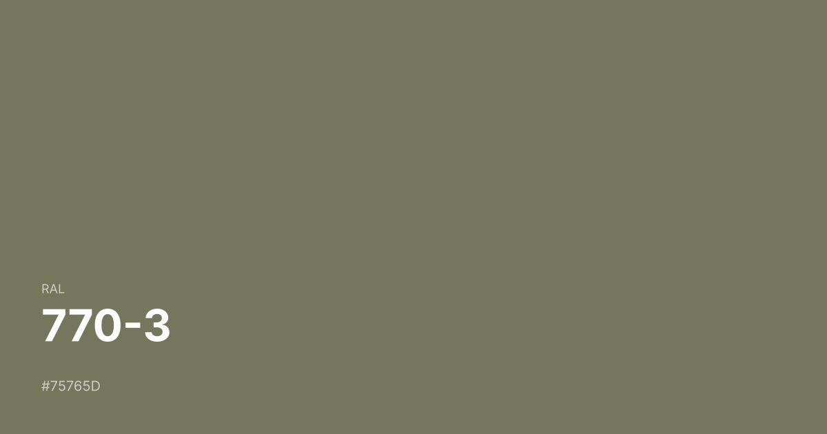 RAL 770-3 color swatch - #75765d hex code for design, paint, and coating reference