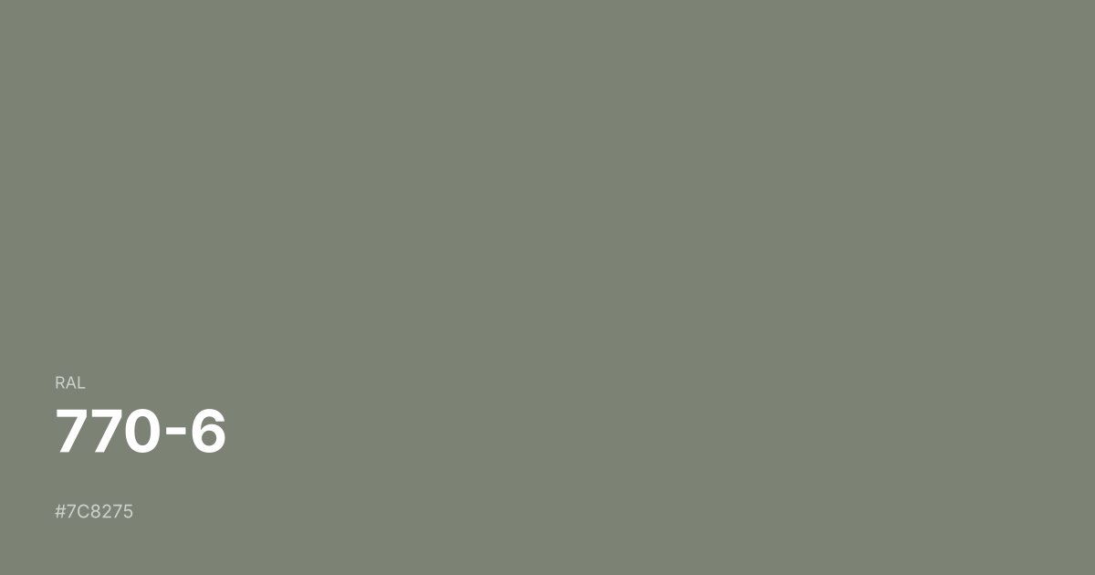 RAL 770-6 color swatch - #7c8275 hex code for design, paint, and coating reference