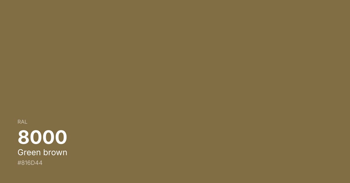 RAL 8000 Green brown color swatch - #816d44 hex code for design, paint, and coating reference