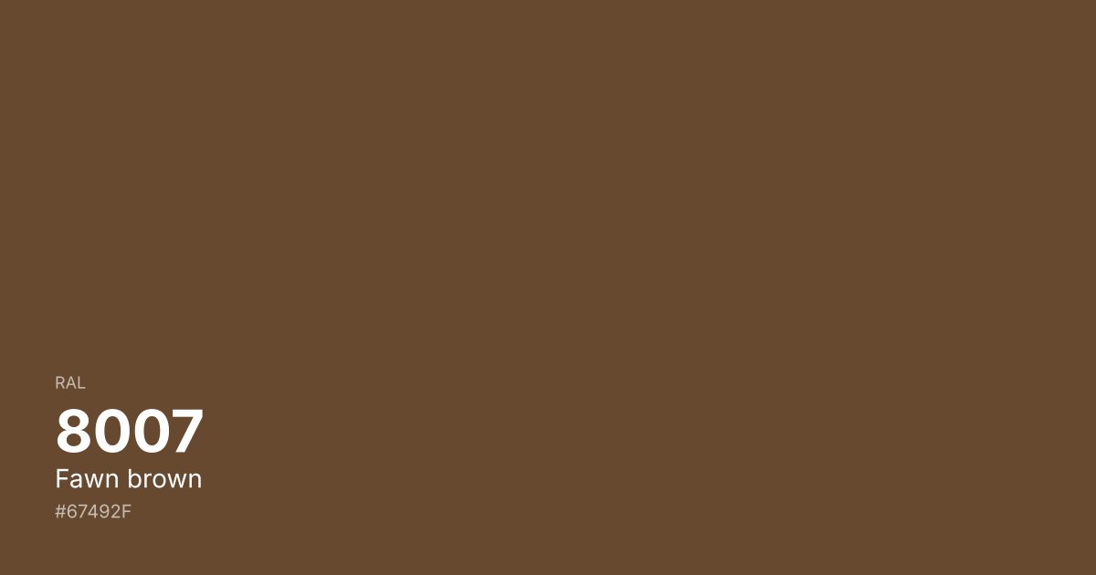 RAL 8007 Fawn brown color swatch - #67492f hex code for design, paint, and coating reference