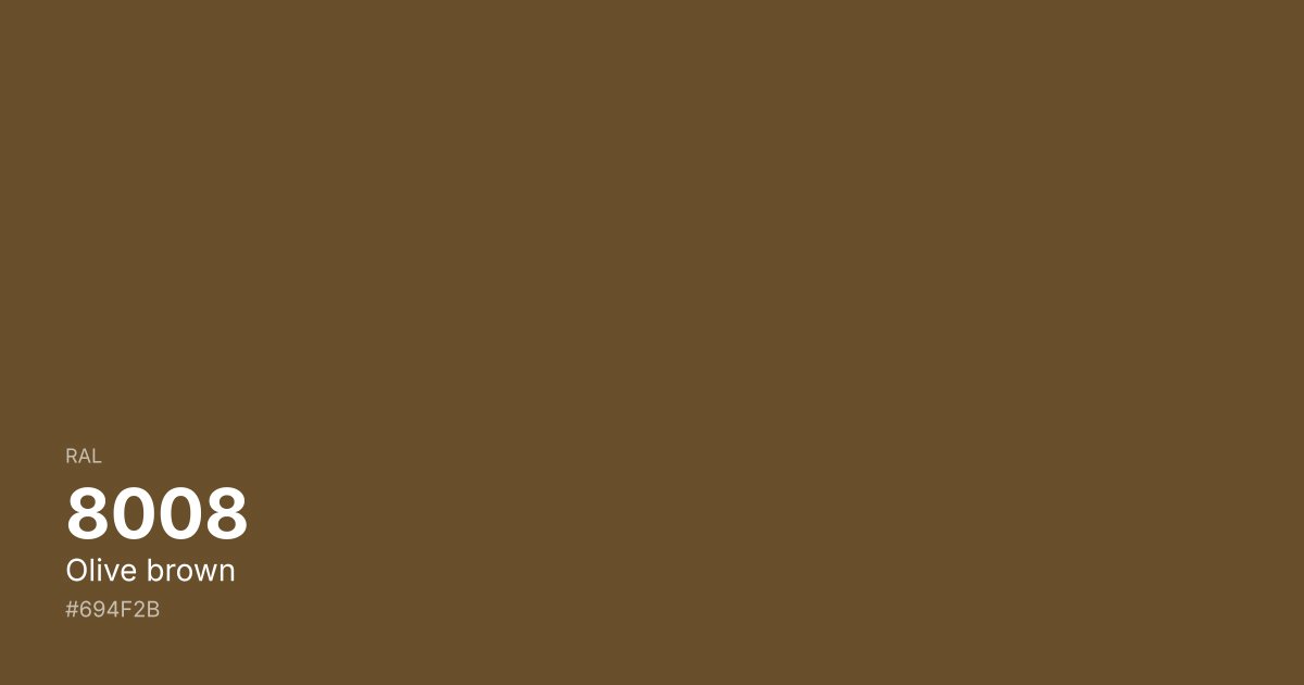 RAL 8008 Olive brown color swatch - #694f2b hex code for design, paint, and coating reference