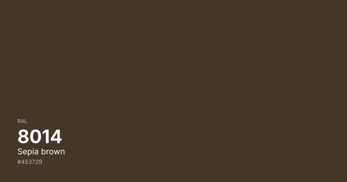 RAL 8014 Sepia brown color swatch - #453729 hex code for design, paint, and coating reference