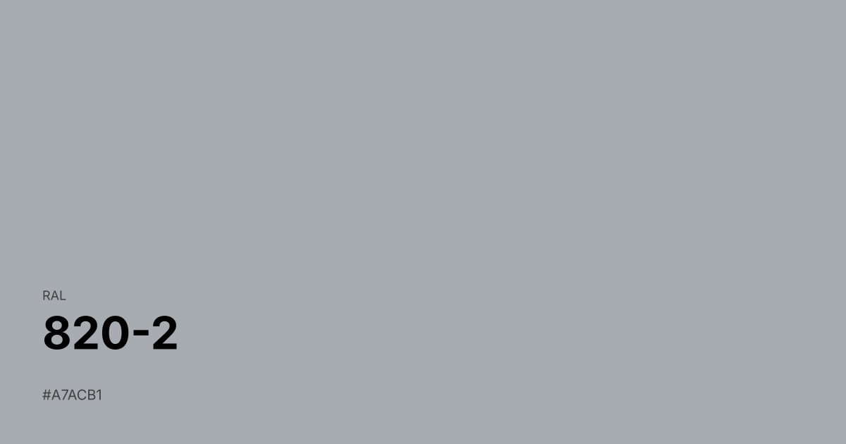 RAL 820-2 color swatch - #a7acb1 hex code for design, paint, and coating reference